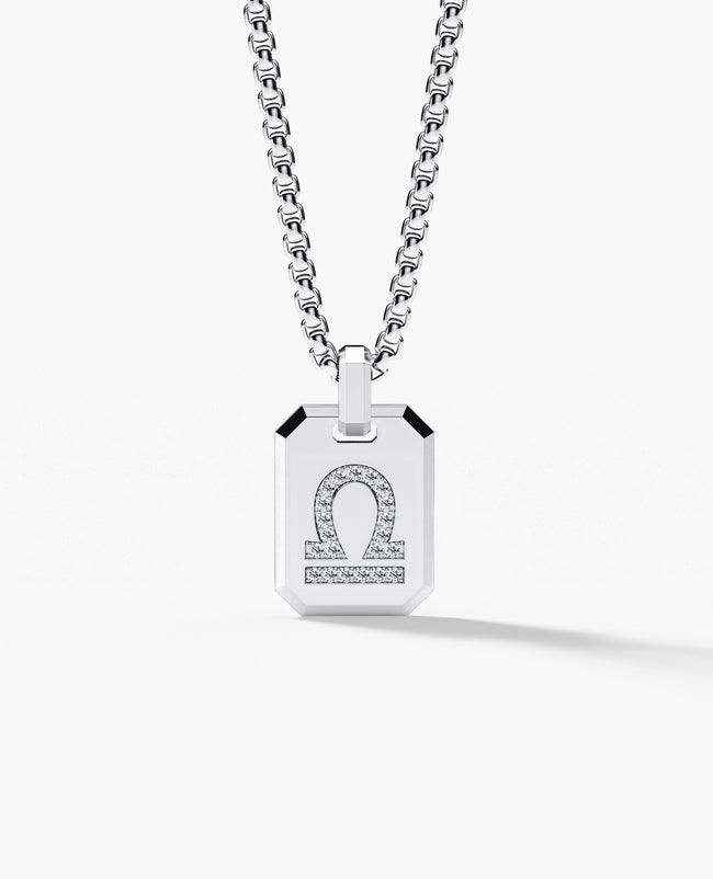 LIBRA MINI ZODIAC Dog Tag Gold Pendant with 0.25ct Diamonds