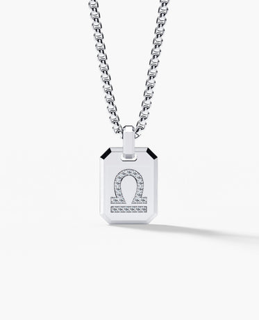 LIBRA MINI ZODIAC Dog Tag Gold Pendant with 0.25ct Diamonds