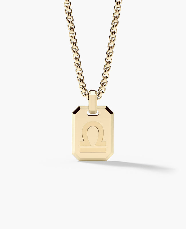 LIBRA MINI ZODIAC Dog Tag Gold Pendant