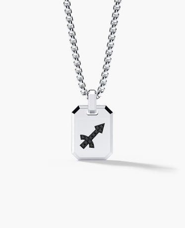 SAGITTARIUS MINI ZODIAC Dog Tag Gold Pendant with 0.25ct Black Diamonds