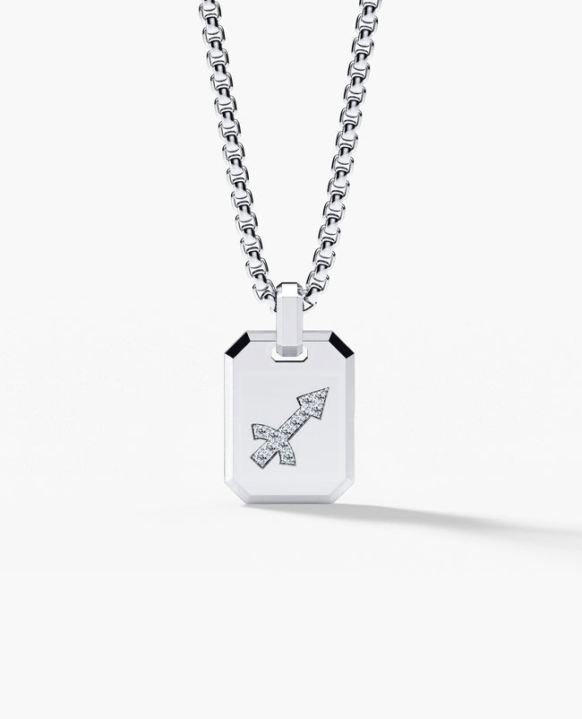 SAGITTARIUS MINI ZODIAC Dog Tag Gold Pendant with 0.25ct Diamonds