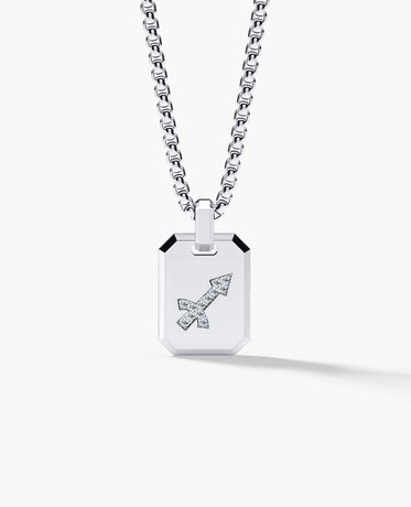 SAGITTARIUS MINI ZODIAC Dog Tag Gold Pendant with 0.25ct Diamonds