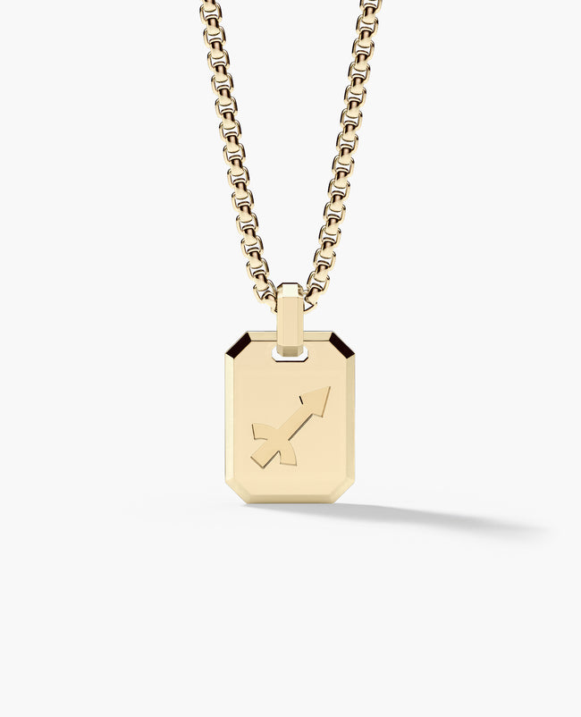 SAGITTARIUS MINI ZODIAC Dog Tag Gold Pendant