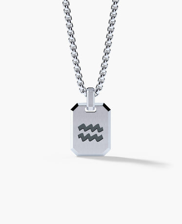 AQUARIUS MINI ZODIAC Dog Tag Silver Pendant