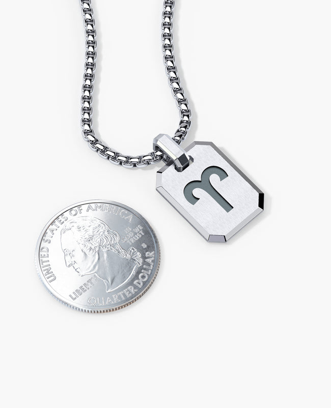 ARIES MINI ZODIAC Dog Tag Silver Pendant