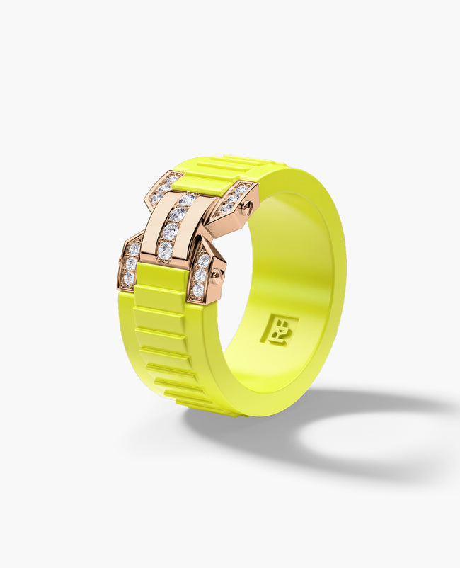 BRIGGS Atomic Silicone & Gold Ring with 0.20ct Diamonds