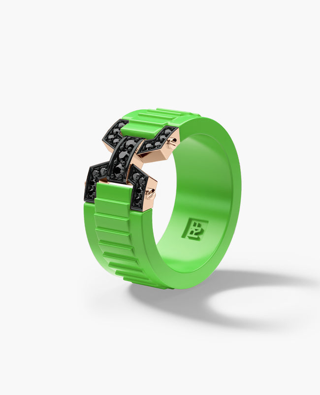 NORTHSTAR Atomic Silicone & Gold Ring with 0.25ct Diamonds