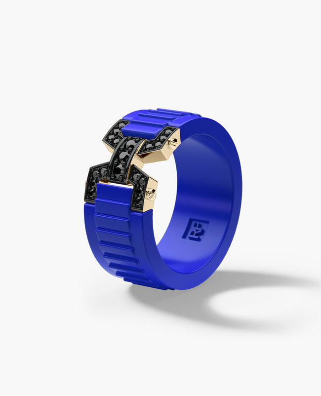 NORTHSTAR Atomic Silicone & Gold Ring with 0.25ct Diamonds