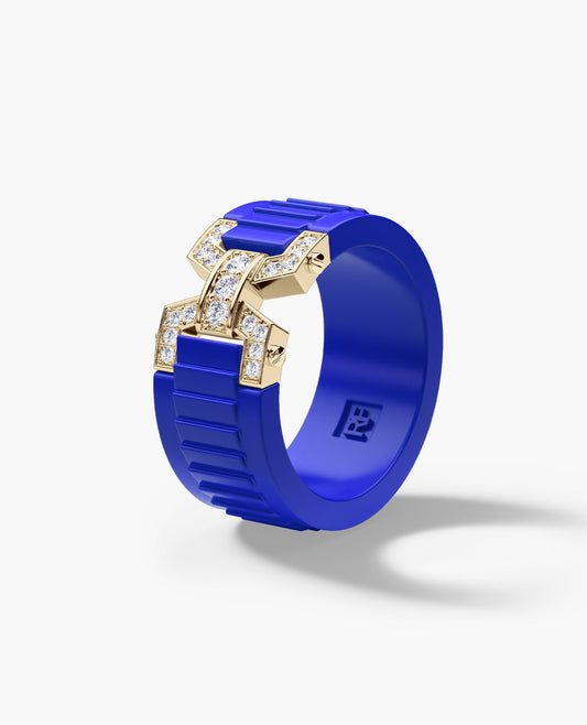 Ready to Ship - NORTHSTAR Atomic Silicone & 14k Yellow Gold Ring with 0.25ct Diamonds