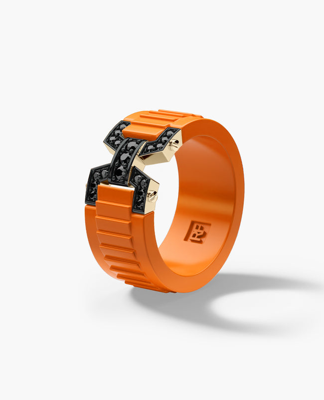 NORTHSTAR Atomic Silicone & Gold Ring with 0.25ct Diamonds