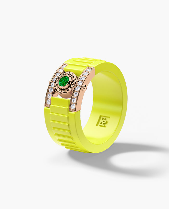 ROPES Atomic Silicone & Gold Ring with 0.30ct Diamonds