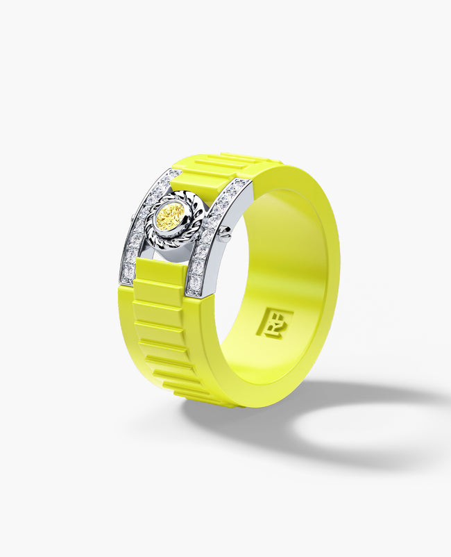 ROPES Atomic Silicone & Gold Ring with 0.30ct Diamonds