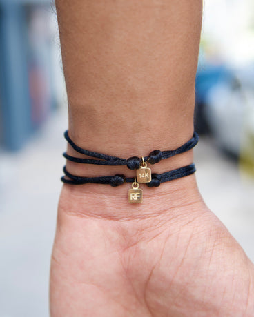 Ready to Ship - LA PAZ Cord Bracelet with 14k Yellow Gold Charm & 0.20ct Diamonds