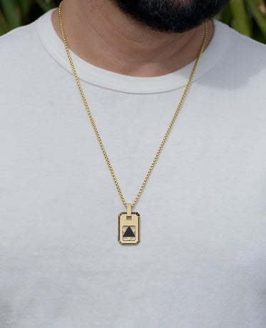 STAR OF DAVID Reversible Dog Tag Double Plate Pendant in Gold with 0.90ct Black Diamonds