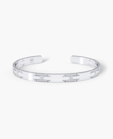 BRIGGS Gold Cuff Bangle Bracelet with Diamonds - 6.5mm