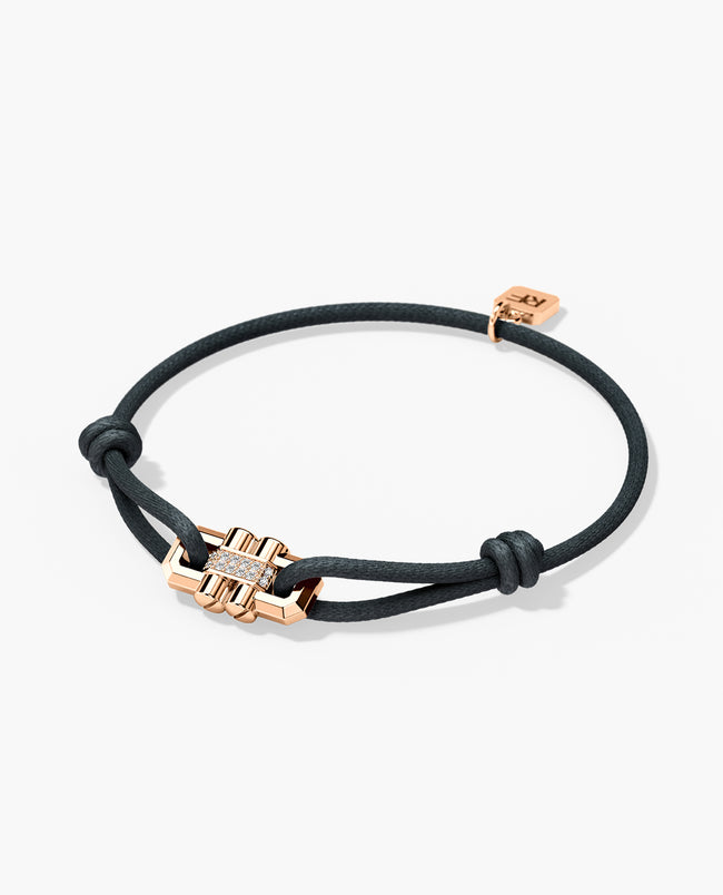 MOSS Cord Bracelet with Gold Charm & 0.12ct Diamonds