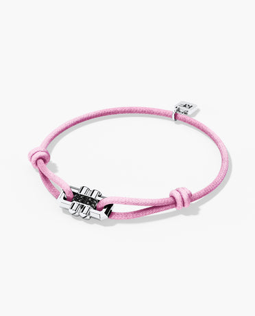 MOSS Cord Bracelet with Gold Charm & 0.12ct Black Diamonds