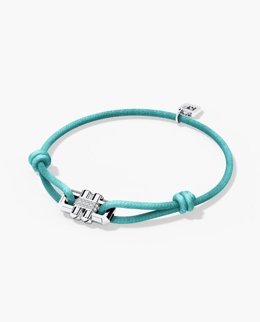 Ready to Ship - MOSS Cord Bracelet with 14k White Gold Charm & 0.12ct Diamonds