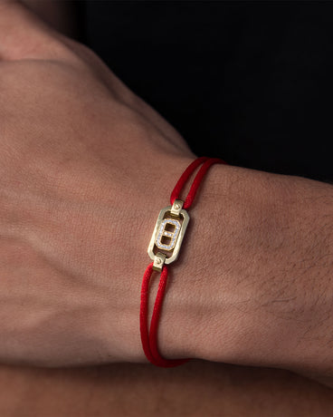 Ready to Ship - BRIGGS Cord Bracelet with 14k Yellow Gold Charm & 0.10ct Diamonds