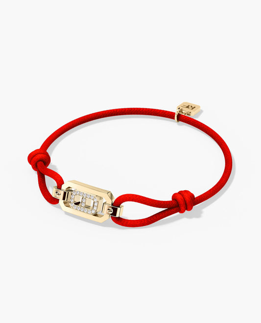 Ready to Ship - BRIGGS Cord Bracelet with 14k Yellow Gold Charm & 0.10ct Diamonds