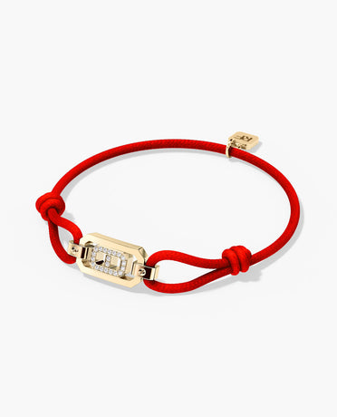 Ready to Ship - BRIGGS Cord Bracelet with 14k Yellow Gold Charm & 0.10ct Diamonds