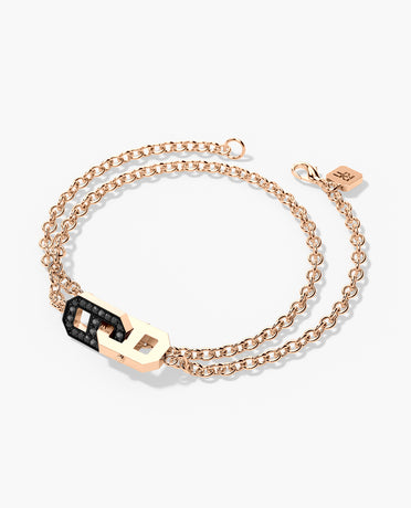 BRIGGS Gold Charm Bracelet with 0.45ct Black Diamonds
