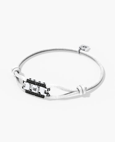 LA PAZ Cord Bracelet with Gold Charm & 0.20ct Black Diamonds
