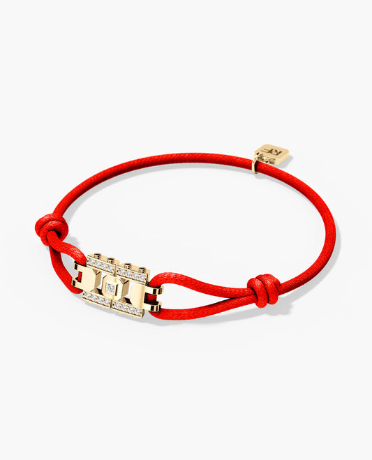 Ready to Ship - LA PAZ Cord Bracelet with 18k Yellow Gold Charm & 0.20ct Diamonds