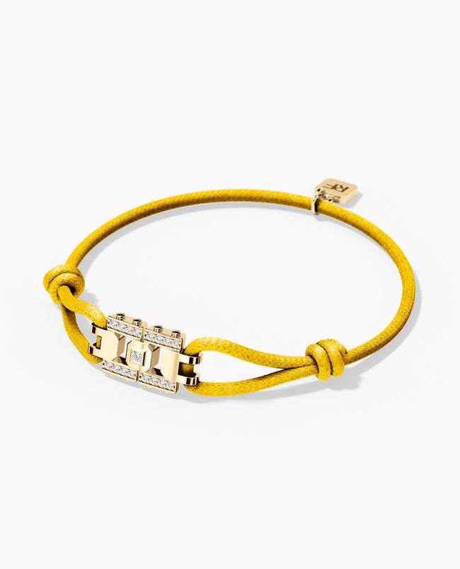Ready to Ship - LA PAZ Cord Bracelet with 18k Yellow Gold Charm & 0.20ct Diamonds