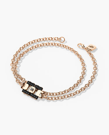 LA PAZ Gold Charm Bracelet with 0.20ct Black Diamonds