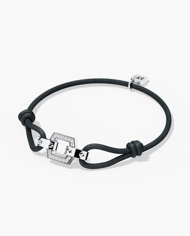 NORTHSTAR Cord Bracelet with Gold Charm & 0.16ct Diamonds