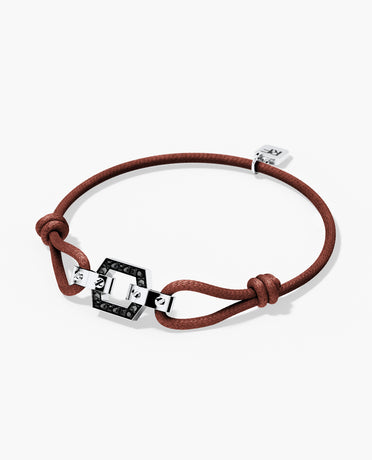 NORTHSTAR Cord Bracelet with Gold Charm & 0.16ct Black Diamonds