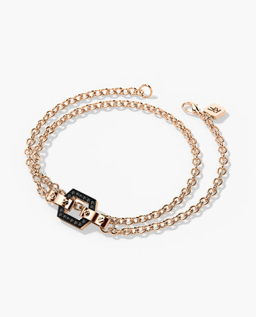 NORTHSTAR Gold Charm Bracelet with 0.16ct Black Diamonds