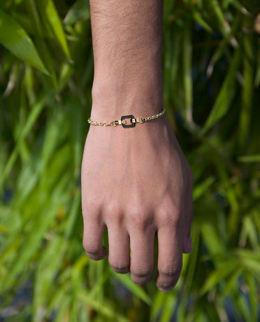 NORTHSTAR Gold Charm Bracelet with 0.16ct Black Diamonds