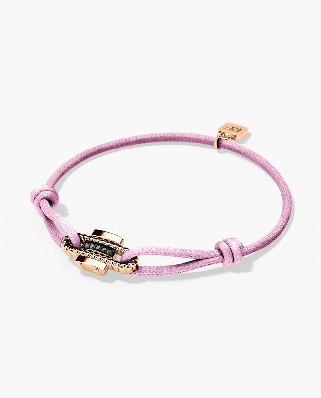 ROPES Cord Bracelet with Gold Charm & 0.05ct Black Diamonds