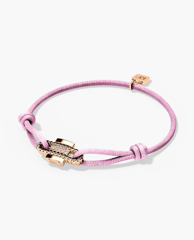 ROPES Cord Bracelet with Gold Charm & 0.05ct Black Diamonds
