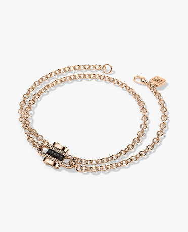 ROPES Gold Charm Bracelet with 0.05ct Black Diamonds
