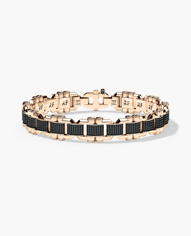 MOSS Flat-Link Gold Bracelet with Black Diamonds - 11 mm