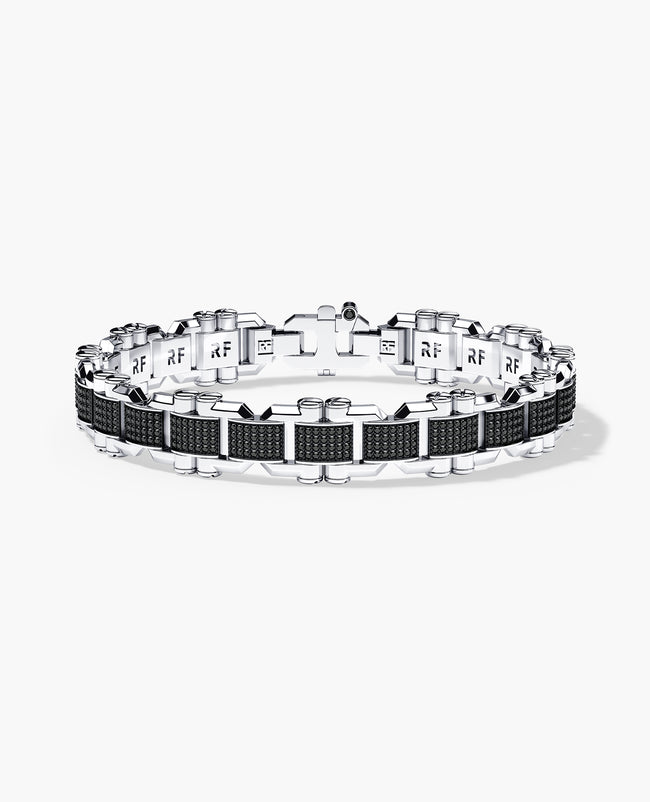 MOSS Flat-Link Gold Bracelet with Black Diamonds - 11 mm