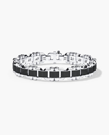 MOSS Flat-Link Gold Bracelet with Black Diamonds - 11 mm