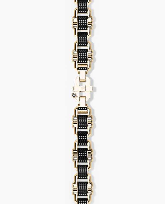 MOSS Flat-Link Gold Bracelet with Black Diamonds - 11 mm