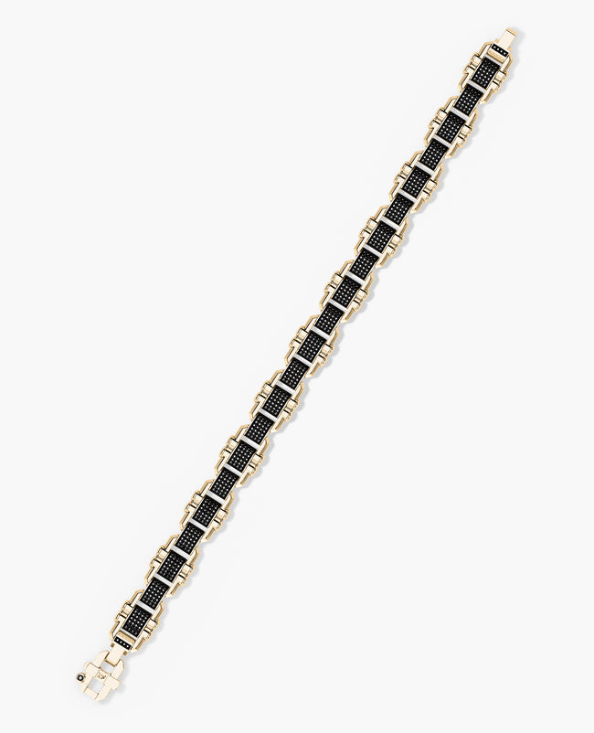 MOSS Flat-Link Gold Bracelet with Black Diamonds - 11 mm