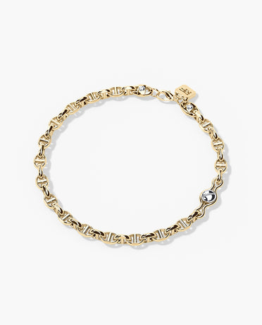 Ready to Ship - ANCHOR SEMI-SOLID Bracelet with 14k White & Yellow Gold - 4.5mm