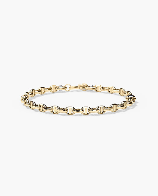 Ready to Ship - ANCHOR SEMI-SOLID Bracelet with 14k White & Yellow Gold - 4.5mm