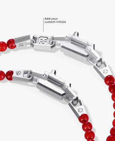 POWER BEADS Bracelet with Silver Lock & Red Coral