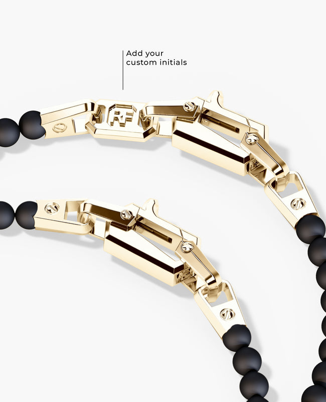 POWER BEADS Bracelet with Gold Lock & Matt Onyx