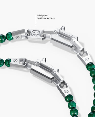 POWER BEADS Bracelet with Silver Lock & Malachite