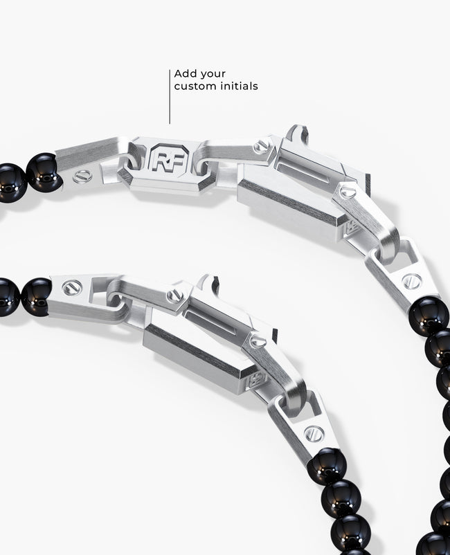 POWER BEADS Bracelet with Silver Lock & Polished Onyx