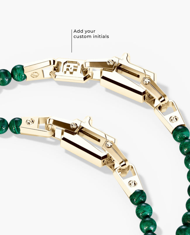 POWER BEADS Bracelet with Gold Lock & Malachite