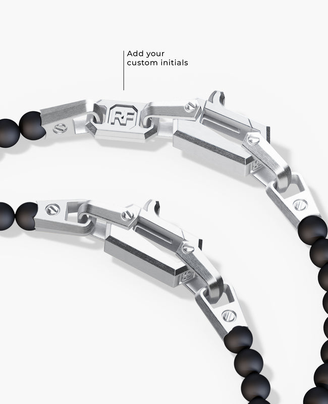 POWER BEADS Bracelet with Silver Lock & Matt Onyx